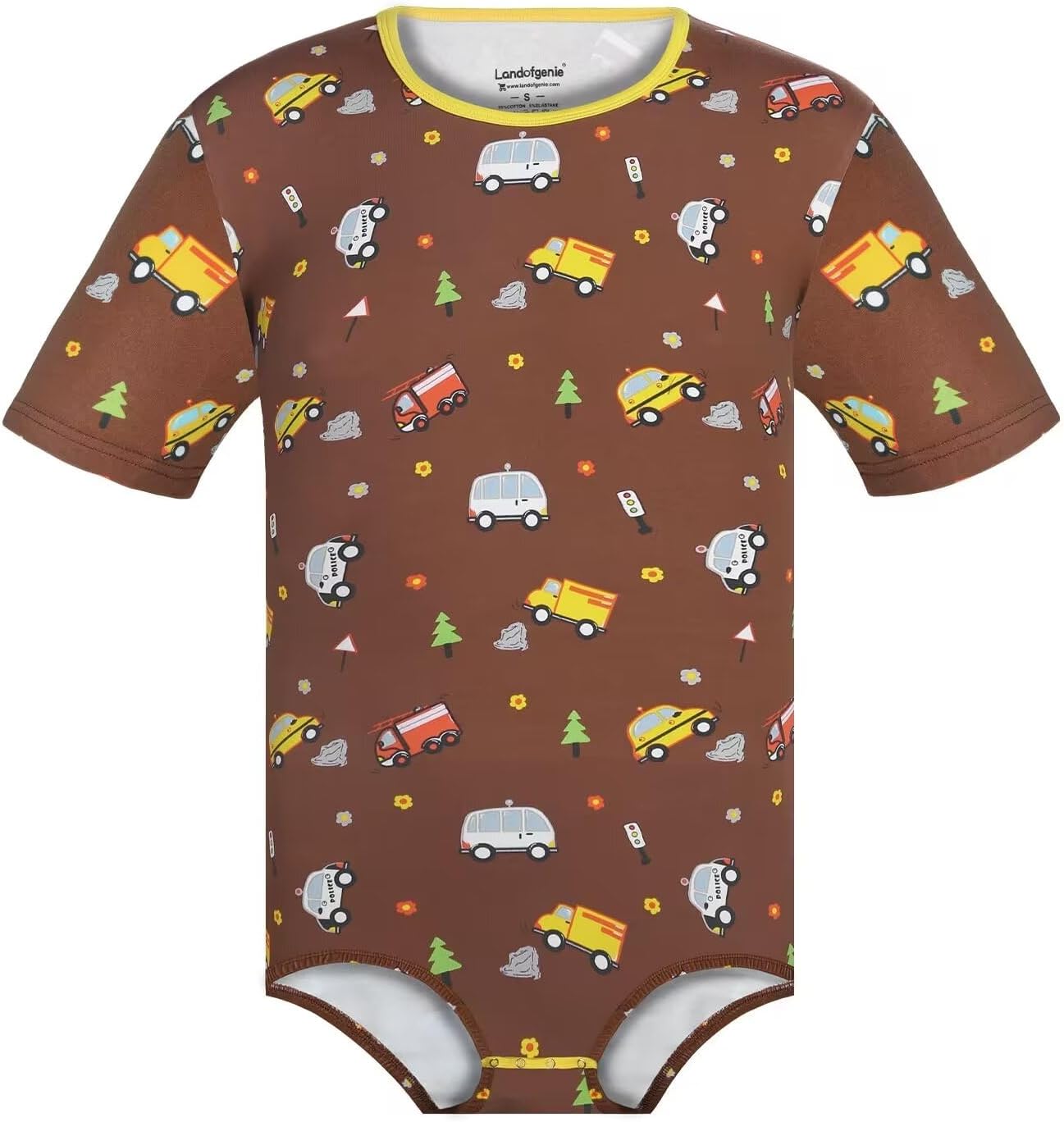 Landofgenie Men Short Sleeve Bodysuit Pajama Print Bodysuit One Piece Pajamas Rompers Basic Onesie