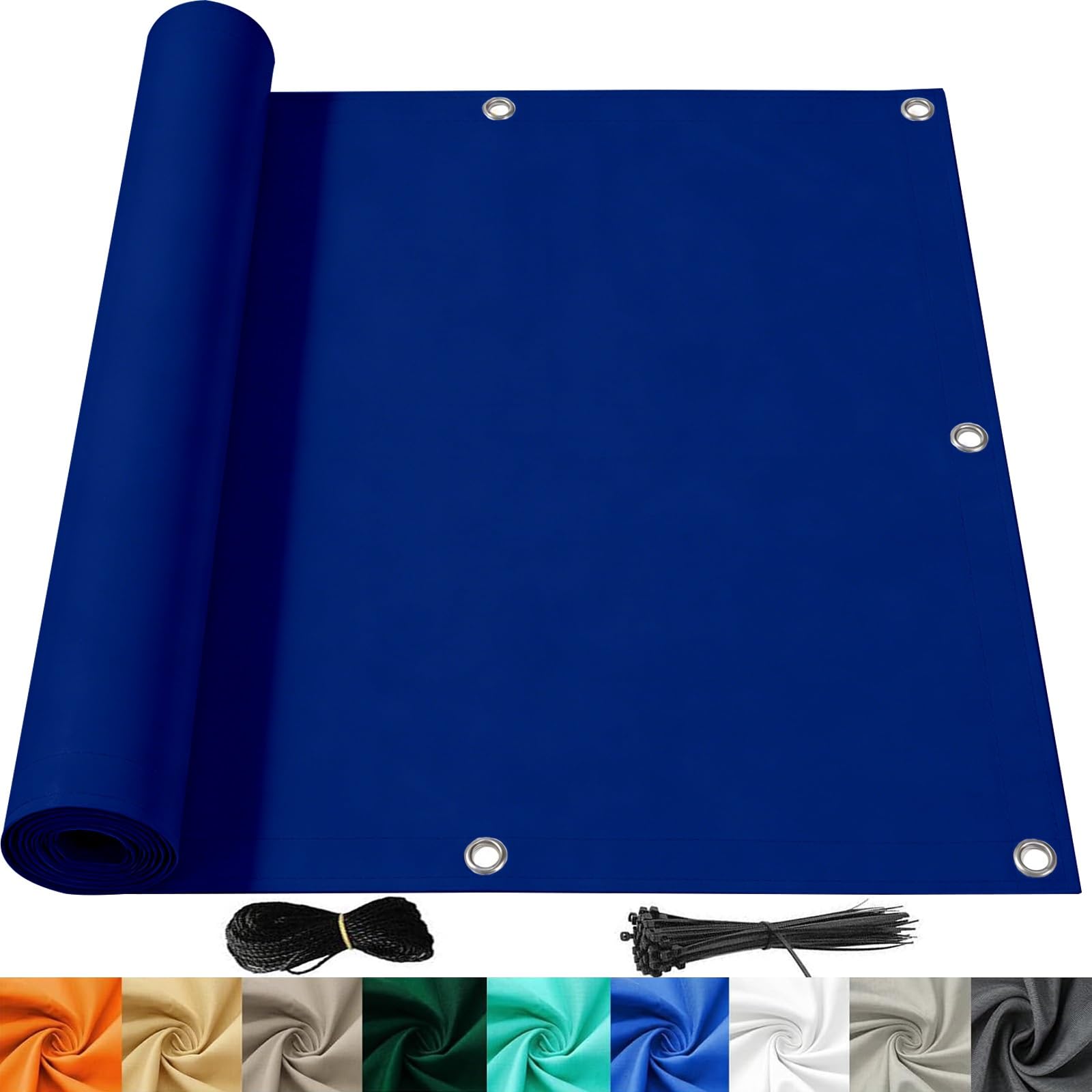 Telo Copertura Frangivisto 0.85 x 6 m Protezione Impermeabile Copri Ringhiera Balcone Privacy Frangivento Protezione UV Telo Frangi-Vista Balcone per Terrazza e Giardino, Blu Scuro