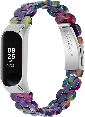 Miniatura 6 de MVRYCE Mi Band 7 Resin Barcelet Strap, 5.7-8.0 Inch Replacement Band Lightweight Resin Wristband Double Button Folding Clasp Watchbands Compatible