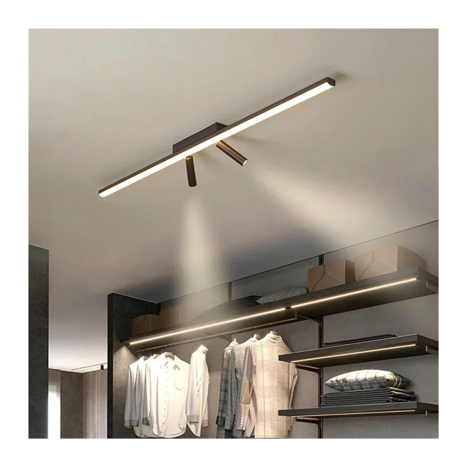 Lustre LED Moderne 80cm en acrylique noir avec spots intégrés pour salon
