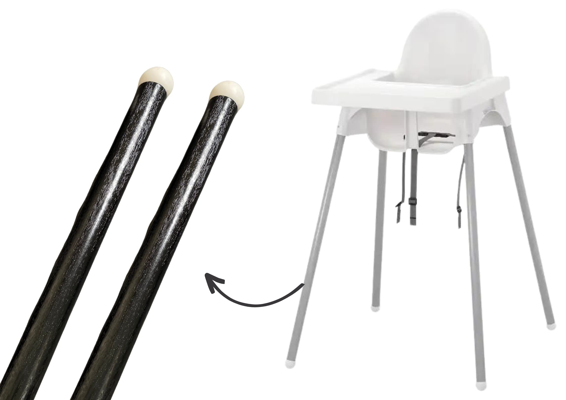 Antilop Highchair Leg Stickers Set, Wood Effect Vinyl, Decal, Sticker, Highchair Leg Wraps (Black Wood Effect)