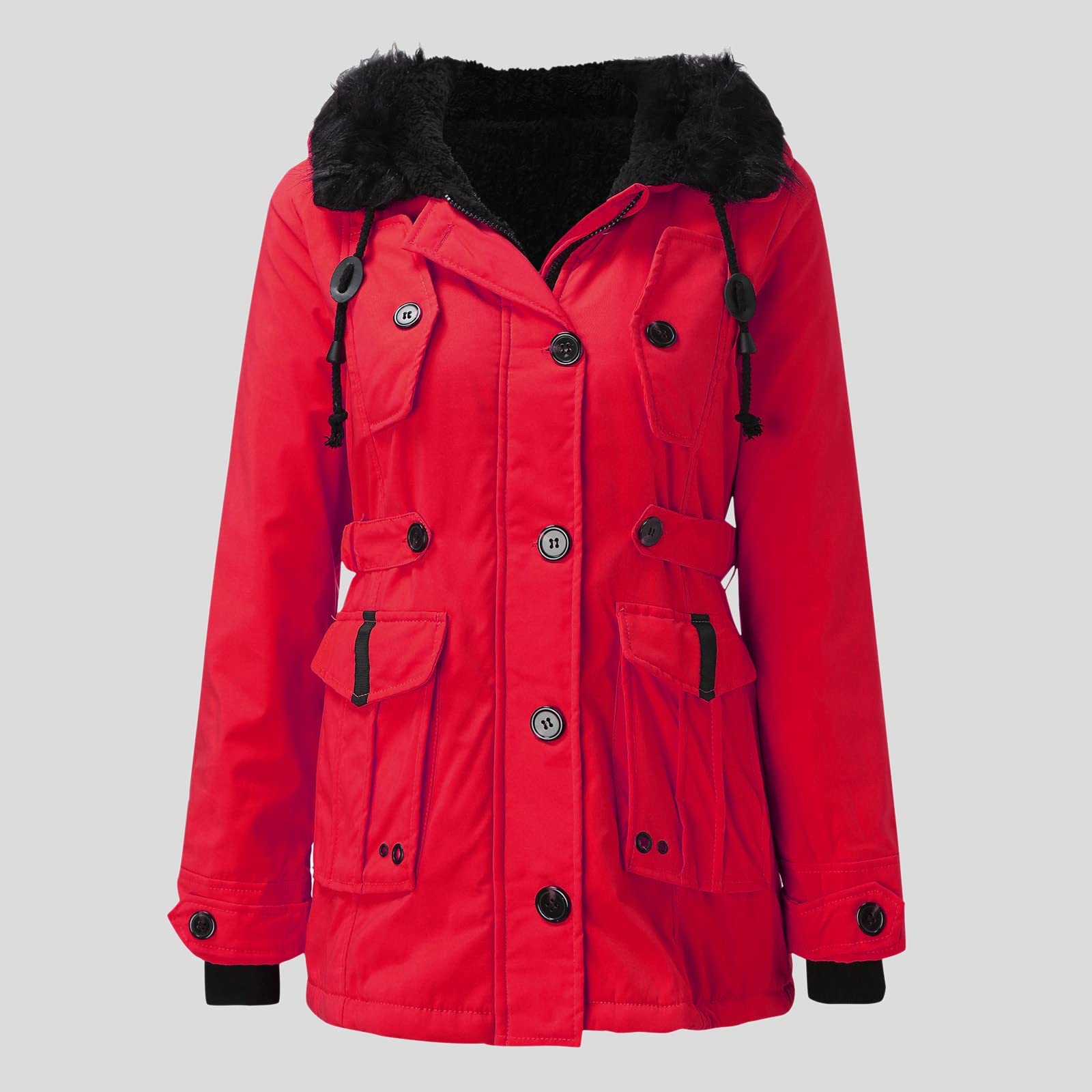 Generico Cappotto Donna Cappuccio, Giacca Donna Invernale Manica Lunga con Cappuccio Cappotto Lungo Caldo Invernale Parka Trapuntato con Pelliccia Giubbotto con Zip Casual Outdoor Viaggio