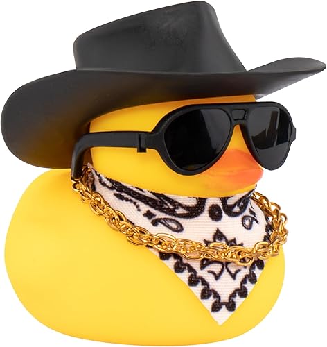 wonuu Pato de goma para automóvil, decoración de pato amarillo con sombrero de sol, collar, gafas de sol para decoración de tablero de automóvil, disponible en Yaxa Peru