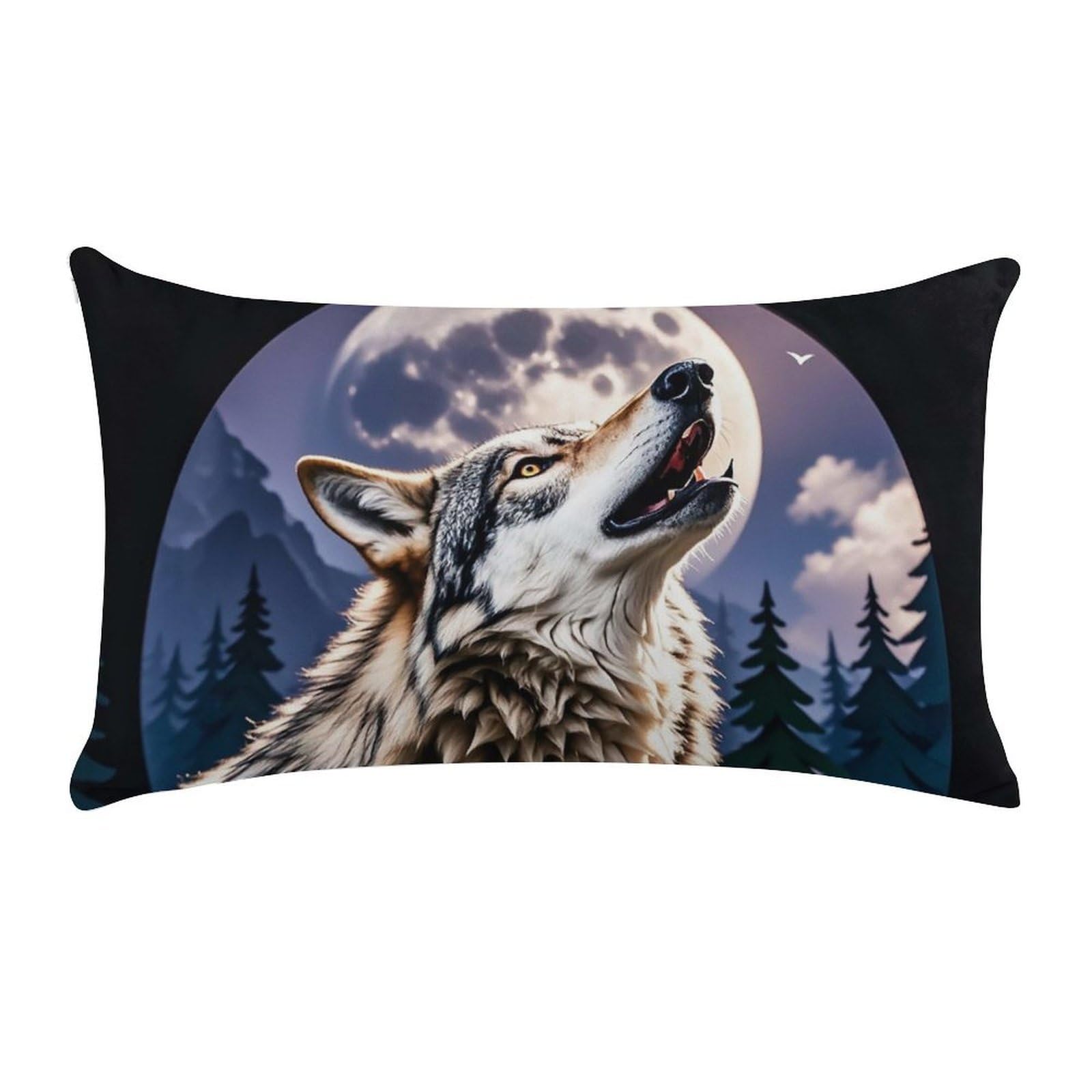 Wolves Pillow Cases for Sofa, Super Soft Plush Pillow Cover with Zipper, Luxury Cozy Pillow Shams for All Seasons, Lightweight Pillowcases for Bedroom, 12" X 20"