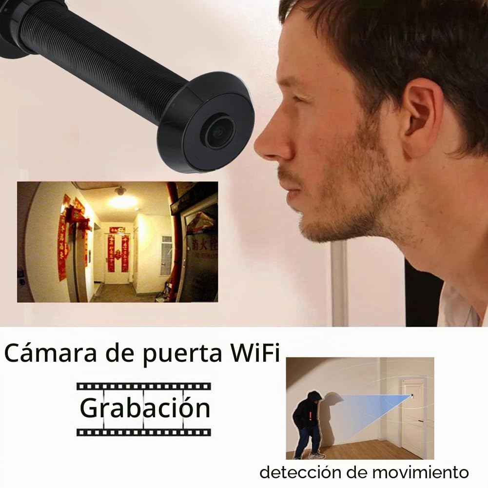 1080P Tuya Smart Life Home Visor Digital Mirilla Cámara de puerta Ojo WiFi IR Visión Cámara Ojo Puerta Enchufe UE Plata