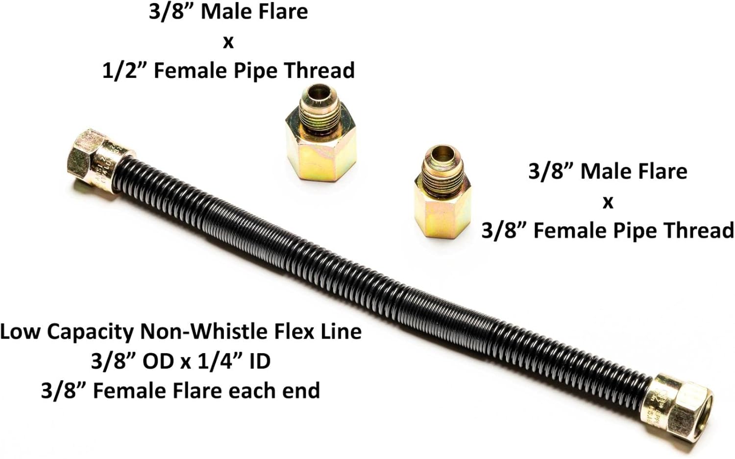 30'' x 3/8'' High Capacity Gas Flex Line - Premium Quality Black Non-Whistle Fire Pit, Fireplace, Dryer Gas Line - Perfect Gas Line for NG or LP Fire Pits - Versatile Usage - Easy Installation