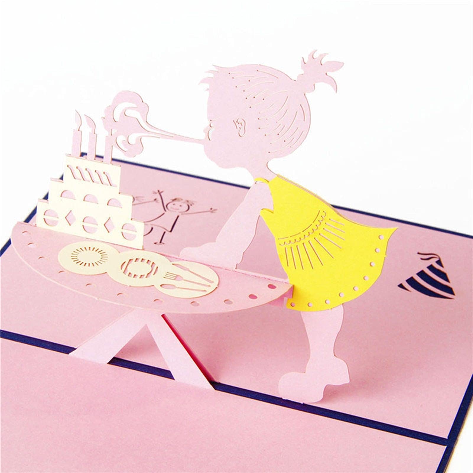 Karty okolicznościowe festiwal błogosławieństwo kartka 3D wycinana laserowo ręcznie na przyjęcie urodzinowe wydmuchiwana świeca dziewczyna papierowe zaproszenie kartki pocztowe dzieci festiwal kreatywny prezent karty