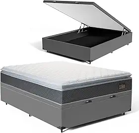 Cama Box Baú com Colchão de Espuma D45 Pillow Top Fort Comfort (Casal)