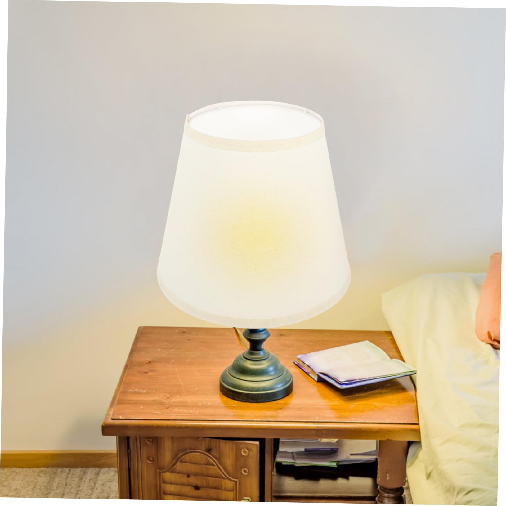 COLLBATH Pantalla de Lámpara de Mesa Moderna de Lino Beige Pantalla de Repuesto Cilíndrica para Lámpara Mesita de Noche Diseño Delicado para Dormitorio y Salón