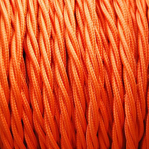 GUFAN Fils Electriques Torsadé Tissu Rétro /9 Couleurs Au Choix (Orange, 15M)