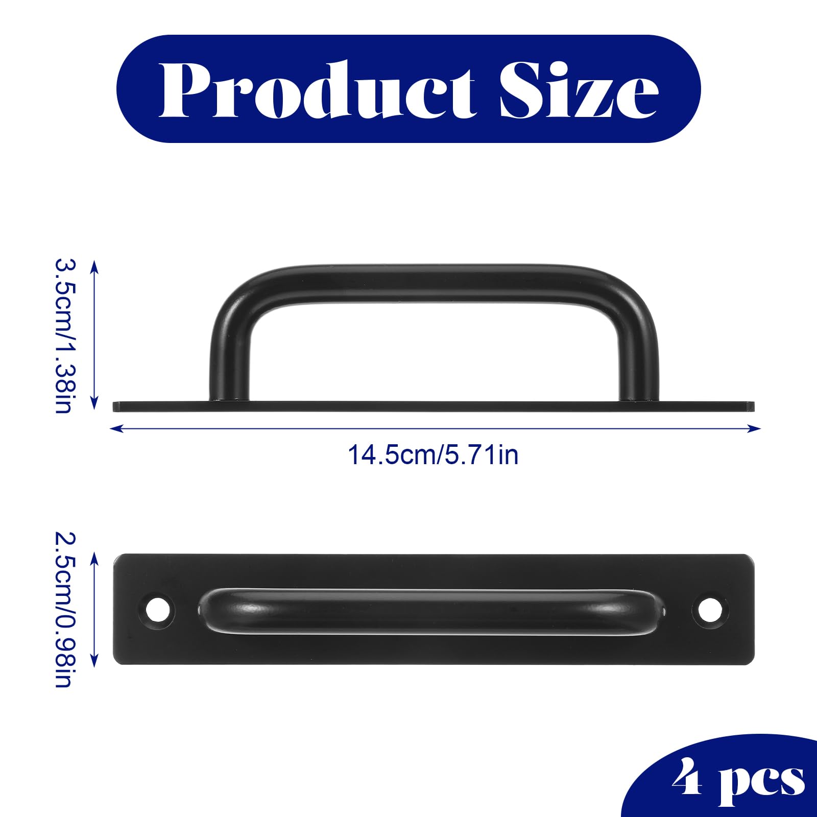 4PCS Barn Door Handle Black 14.5cm Premium Heavy Duty Rustic Aluminum Alloy Barn Door Pull Handles - Image 2
