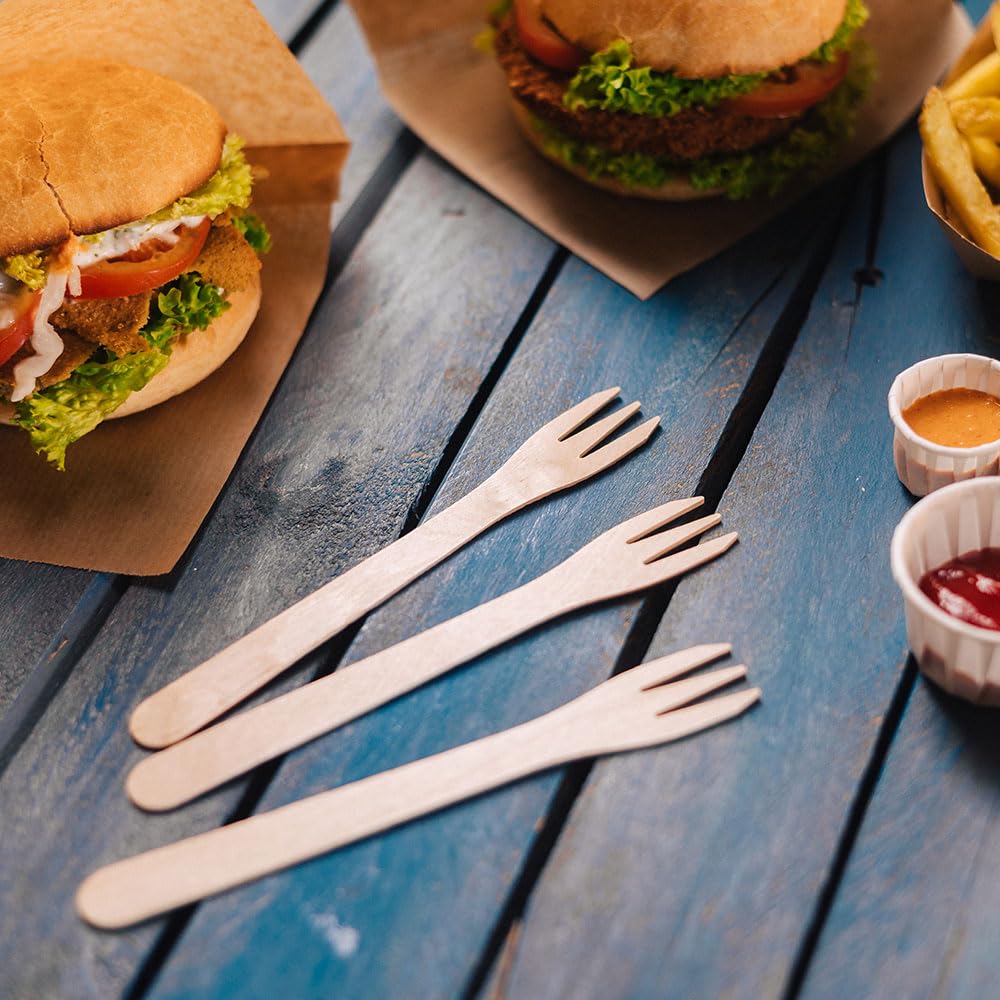 BIOZOYG Forchette di Legno per Patatine Fritte Posate Ecologiche Forchette Compostabili di Legno Duro natura I Forchetta Legno Snack Currywurst Stuzzichino Spiedini Festa I 10000 Forchettine 17,5cm