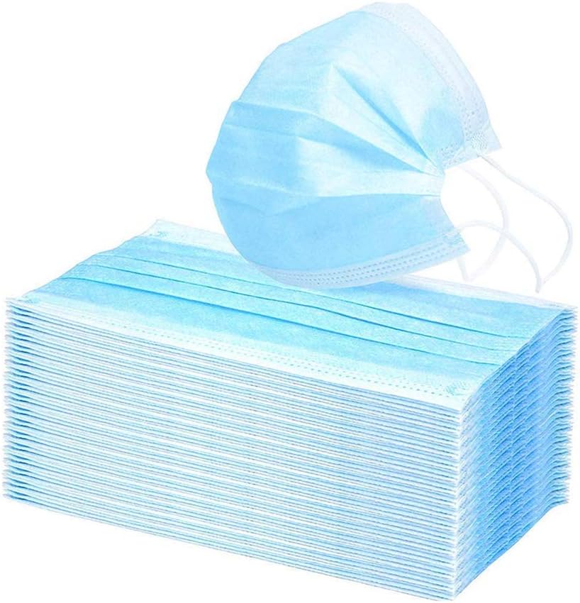 50Pcs 3 Ply Disposable 𝐌𝐀𝐒𝐊 with Elastic Earloop, Level 3 Respirator 𝐌𝐀𝐒𝐊s for Surgical Dental Polypropylene 𝐌𝐀𝐒𝐊s for Personal Health Protection Blue
