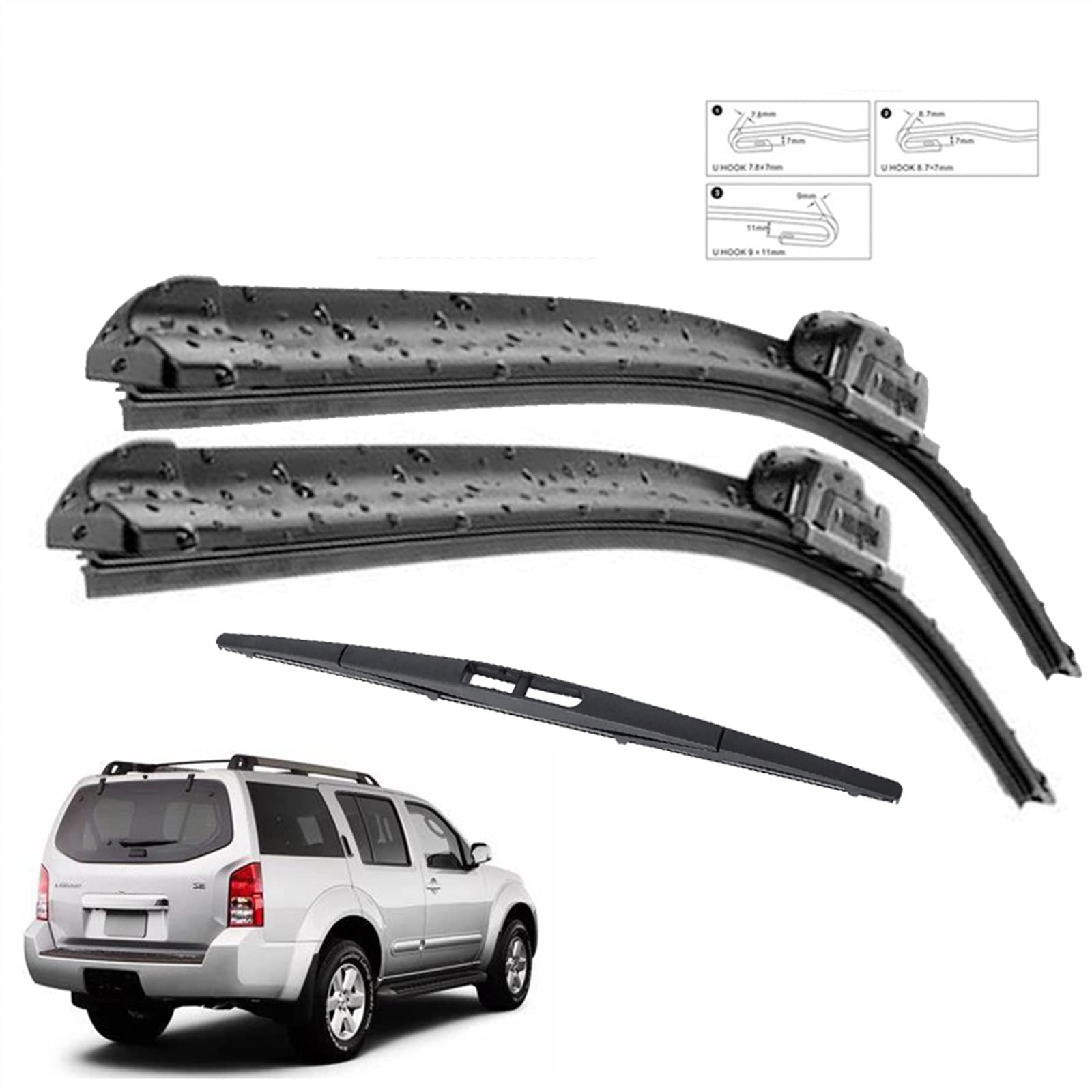 Juego De Escobillas Limpiaparabrisas Delanteras Y Traseras De 24 "+ 18" + 12 ", Parabrisas De Coche, Ventana Para Nissan Para Pathfinder R51 2005-2012 Parabrisas