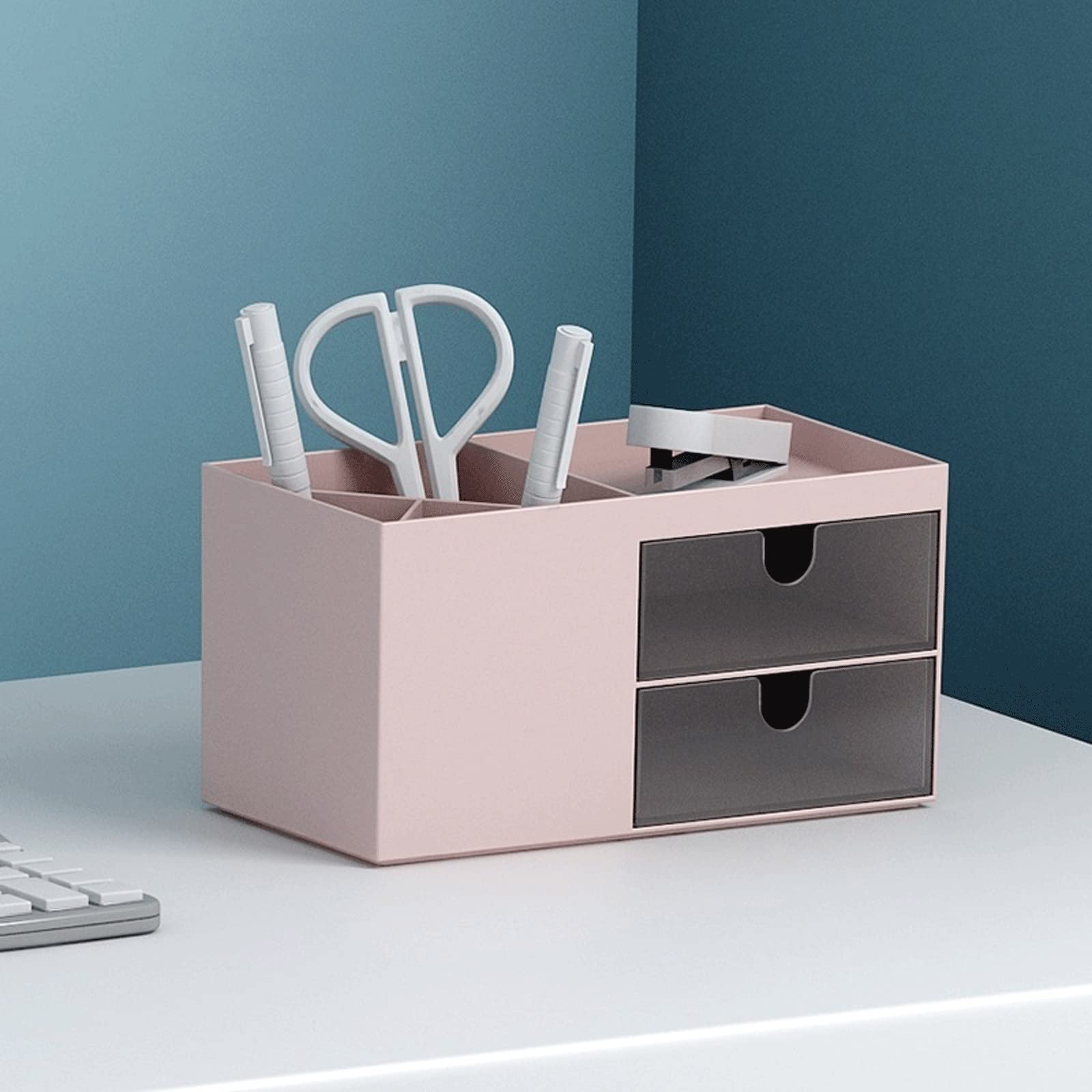 Schreibtisch-Organizer, Stiftebehälter, großes Fassungsvermögen, Schreibtischzubehör, Stifthalter mit Schublade, Bleistift-Aufbewahrungsbox, Schreibtisch-Organizer, Schule, Büro, Schreibwaren