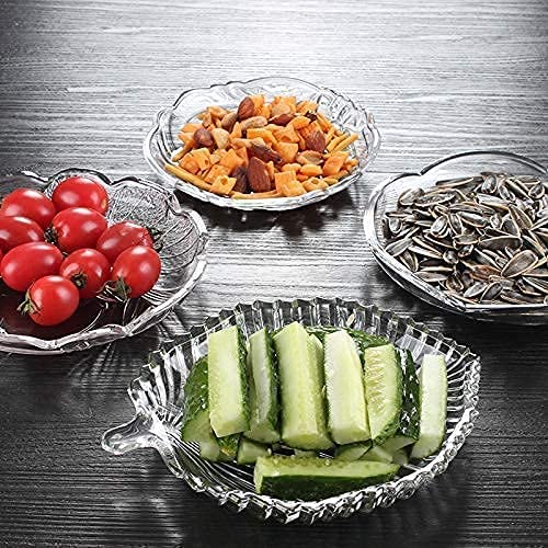 KEXES Glass Ashtray Transparent Crystal Glass Leaf Shape Decorative Dish Plate Multipurpose Dry Fruits, Spice, Snacks, Sweets & Chocolate, Serving Plate for Dining Table, Office, Desk 4
