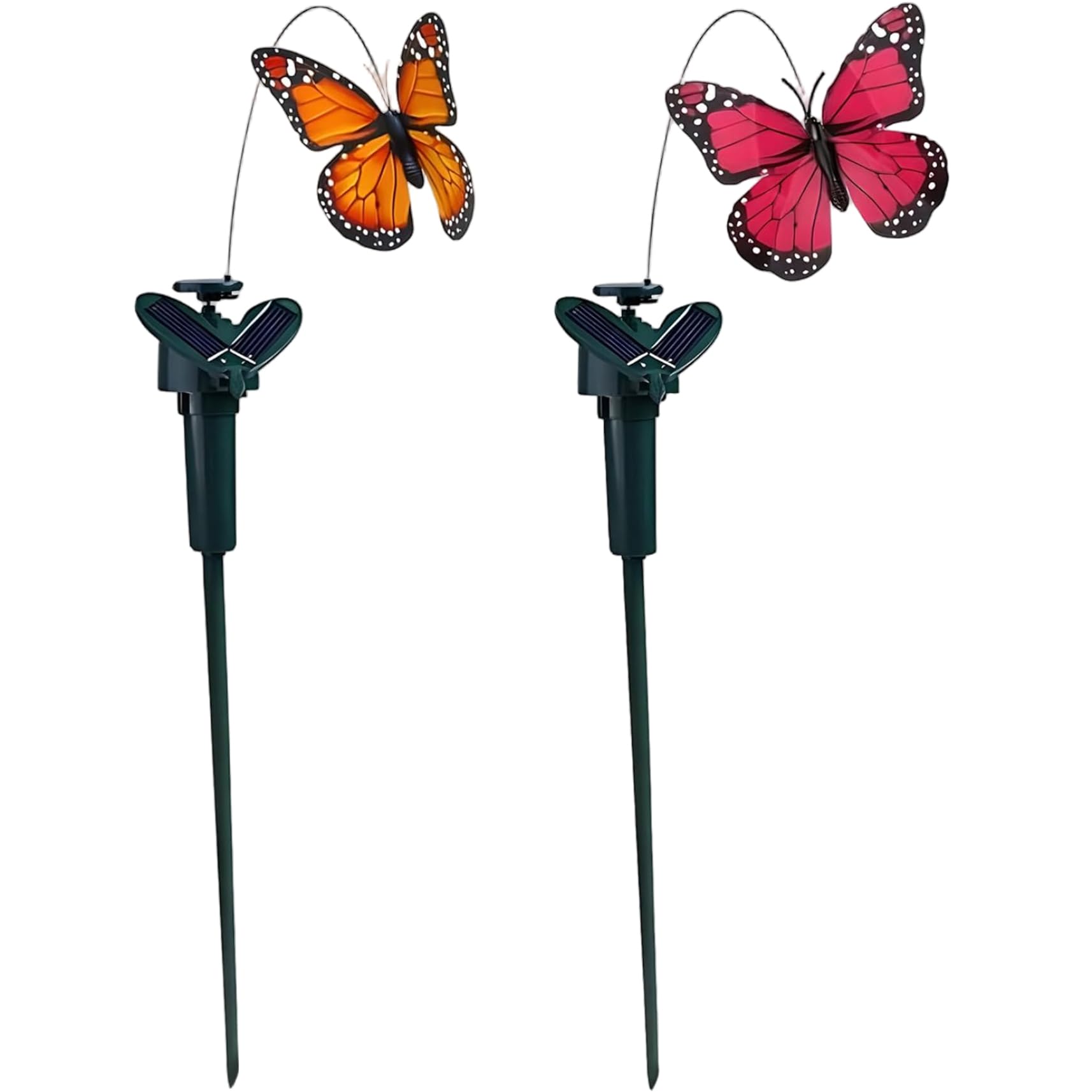 Takingup Butterfly Garden Decor, 2Pcs Realistic Flying Fluttering Solar Butterfly Garden Stake Diy Friendly Weather Resistant Decorations for, Yard, Lawn