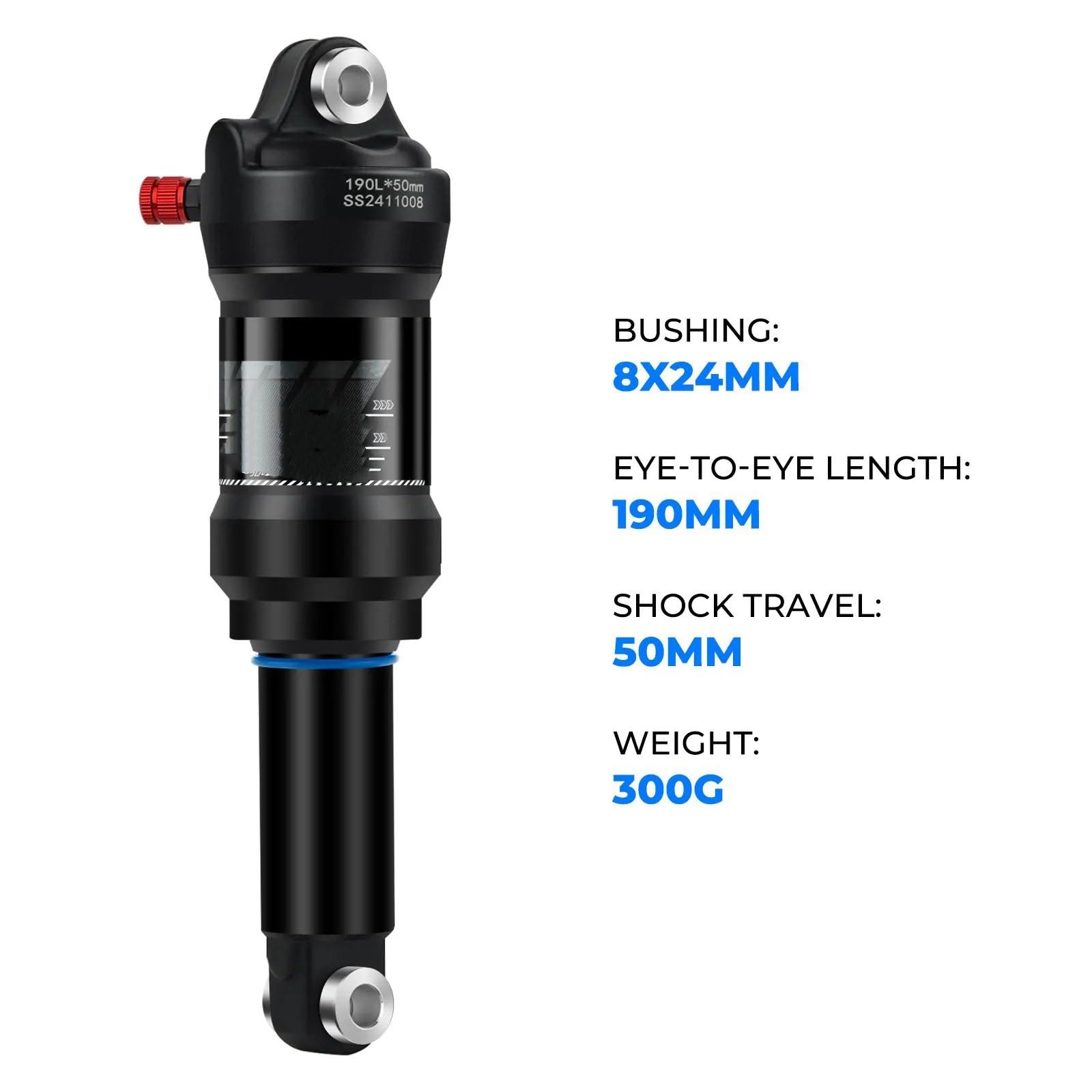 Amortiguador Amortiguadores Suspensión Neumática Trasera Para Bicicleta Montaña, Amortiguador Compresión Ajustable Para Bicicleta Eléctrica Montaña 165Mm 190Mm.