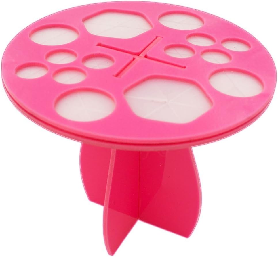 Collapsible Air Drying Makeup Brush Organizing Tower Acrylic Brush Holder Tree Rack Holder Cosmetic Tool Holder (Pink)