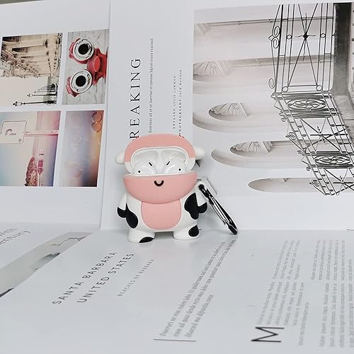 Miniatura 3 de Funda compatible con Airpod de 12 vaca, funda protectora de silicona 3D de dibujos animados para Airpod, linda vaca, para hombres y mujeres, lindas