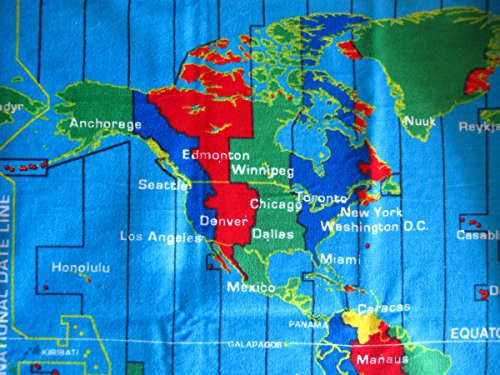 World Time Zones Caribbean Blue Color Velour Beach Towel 30X60 Inches #TOP3