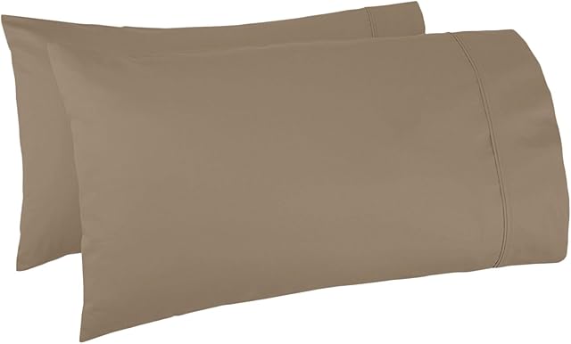 Mayfair Linen 800 Thread Count Cotton Pillowcases Taupe 2 Pack, 100% Long Staple Egyptian Cotton Pillow Cases, Luxurious Soft Sateen Cool Pillow Cases