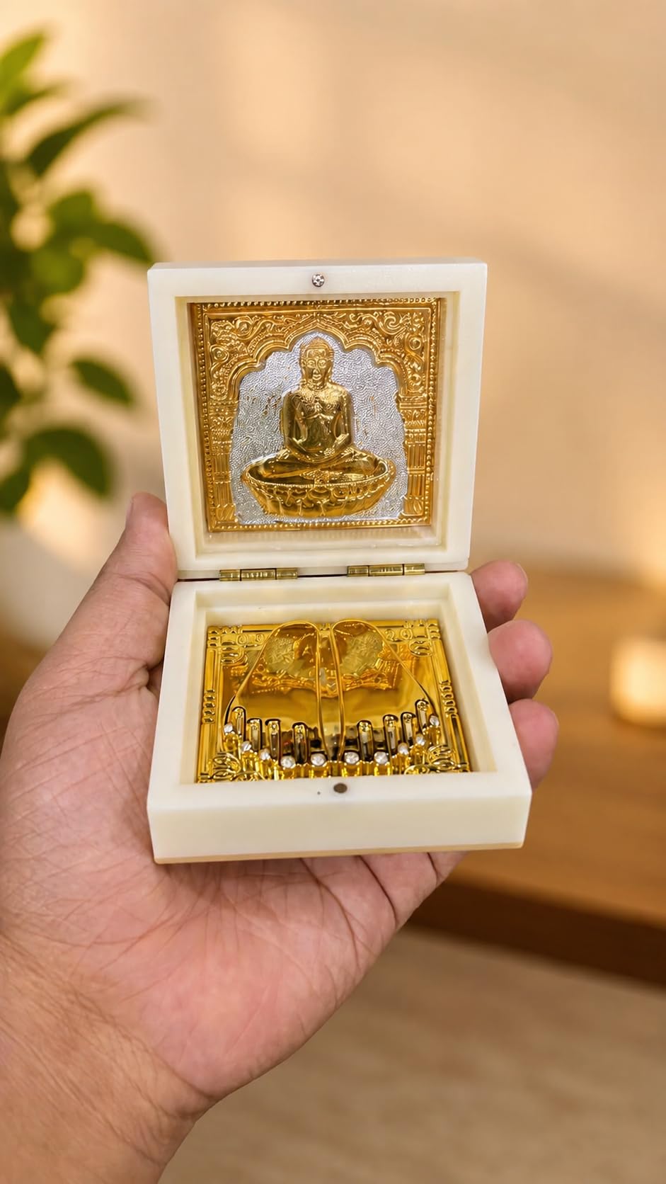 Buy JAIN life Golden Charan Paduka Box/peti (White) Online at Low