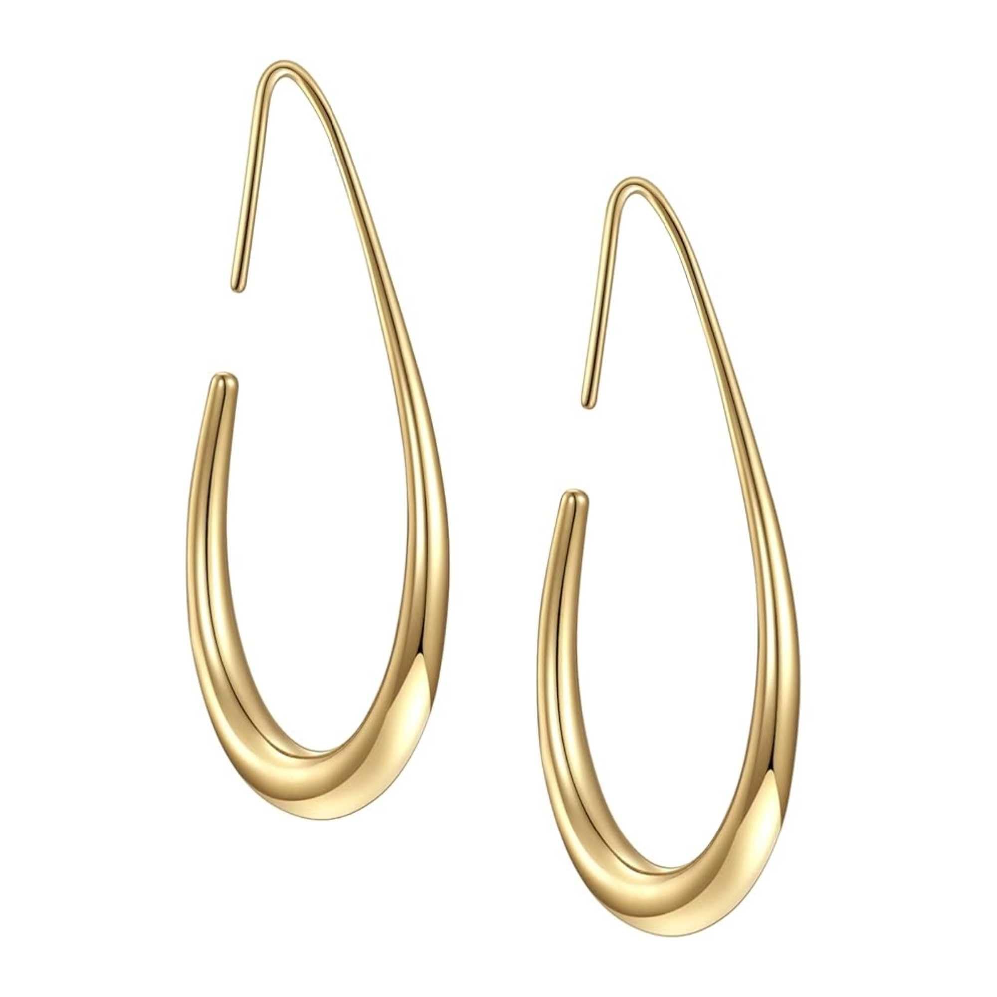 Elegant Open Oval Teardrop Hoop Earrings for Women14k Gold/White Gold Plated Statement Jewelry