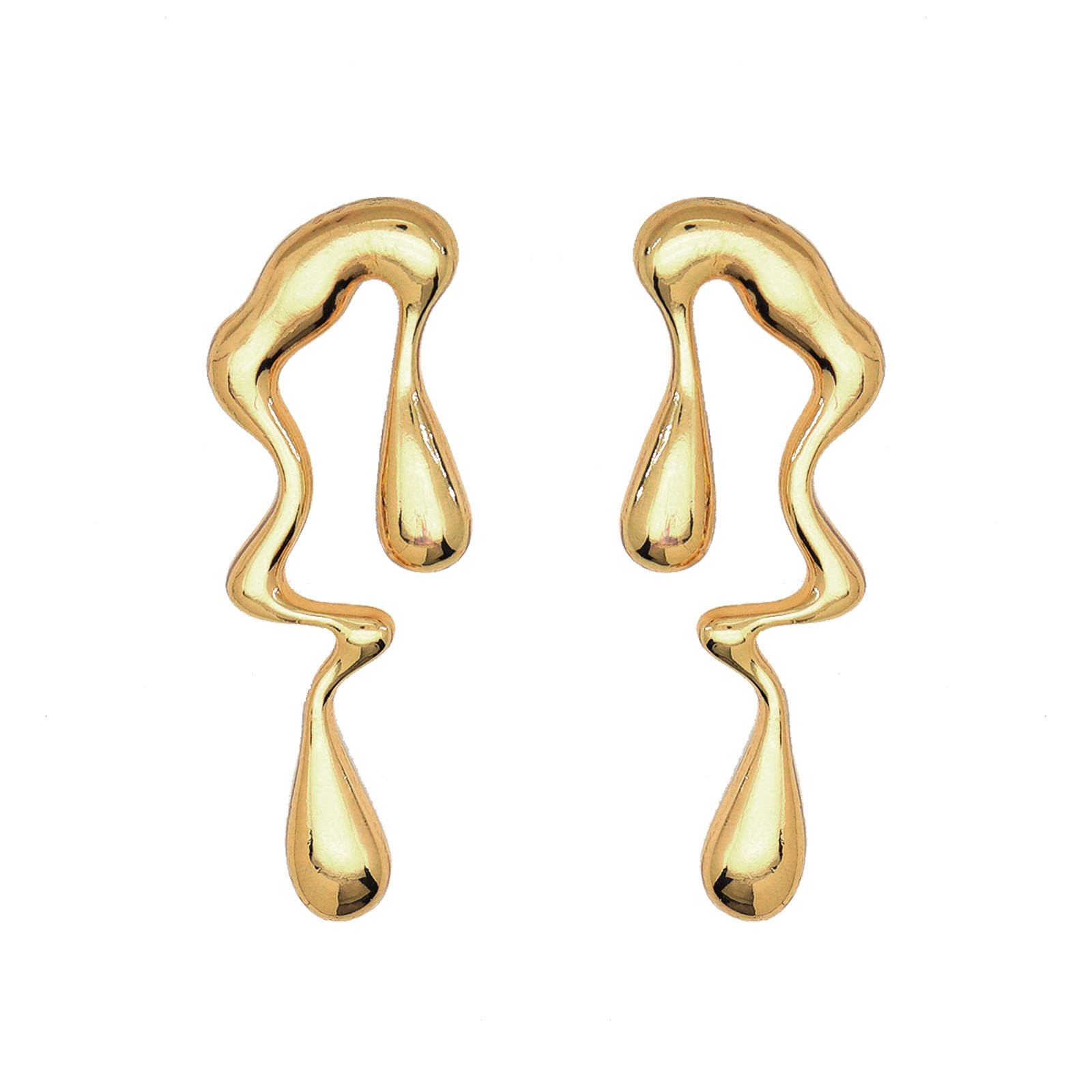 Irregular Waterdrop Earrings for Women Liquid Metal Earrings Thick Hypoallergenic Dangle Earrings Gold Statement Earrings Jewelry Gifts