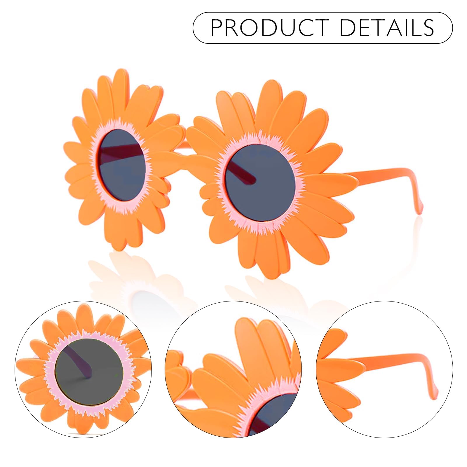 FUIPVGI 8 Stück Sonnenblumen-Brillen Blume Kinder-Sonnenbrille, Hawaii-Sonnenbrille, lustige Blumen-Brillen, Party-Sonnenbrille, Motto-Party, Foto-Requisiten für Kinder und Erwachsene (mehrfarbig)