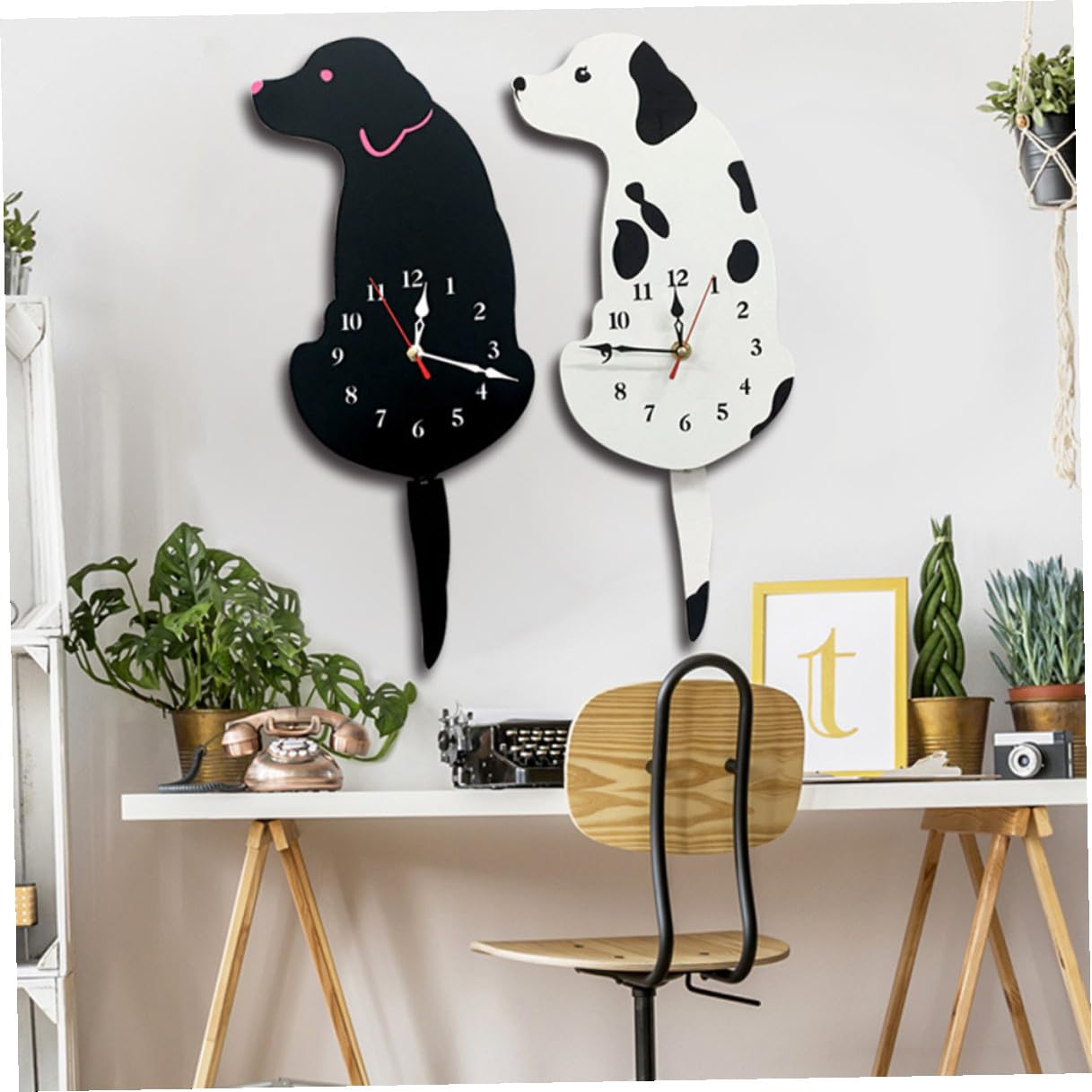 Reloj Material Ecológico y Duradero Acrílico de Pared Creativo Diseño de Perro Moteado Silencioso y Preciso, Adecuado para Cocina o Habitación Infantil