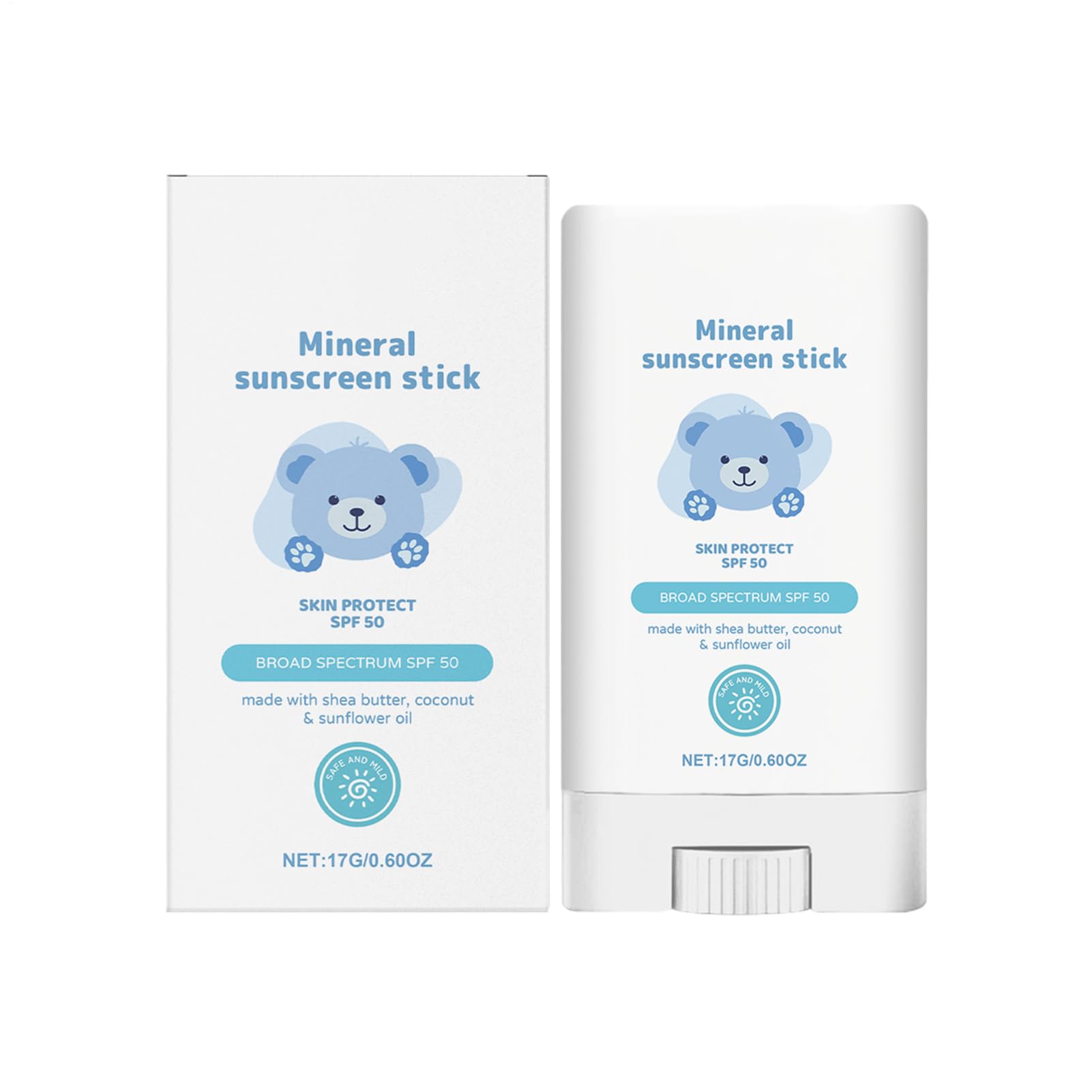 Stick de protector solar del bebé, protector solar de óxido de zinc, crema natural hipoalergénica, resistente al agua, formulación, 17 g, ideal para bebés, niños y piel sensible