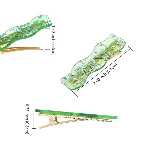 Miniatura 4 de 18 pinzas pequeñas de metal de 2 pulgadas para mujer, pasadores de cabello de resina acrílica de lentejuelas para niñas, cabello grueso y fino