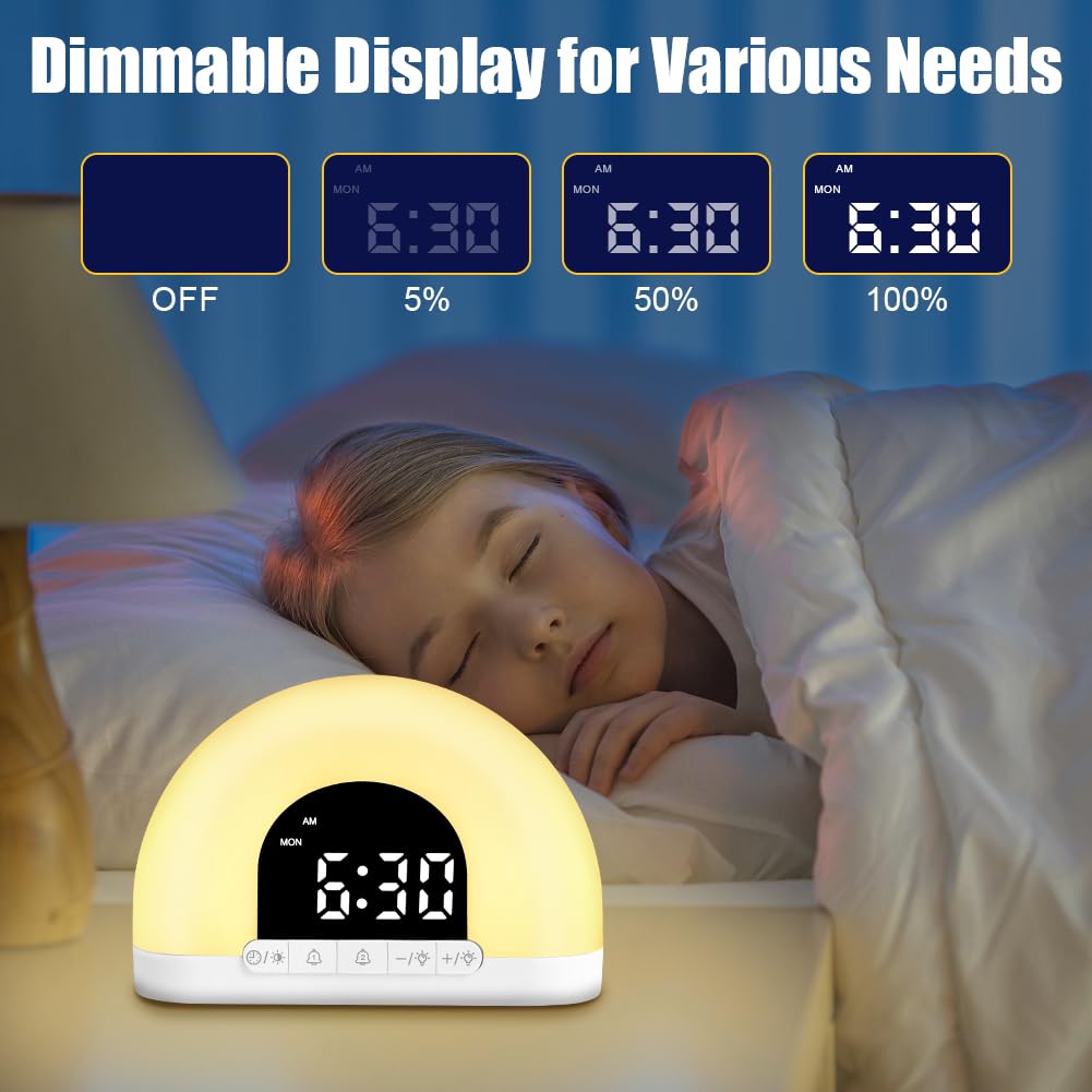 Ainiv Sveglia Alba, Wake up Light Luce Sveglia, Sveglia Intelligente del Sonno per Bambini Adulti, 30 Livelli di Luminosità, Sveglia Luminosa con Simulazione dell'Alba e del Tramonto