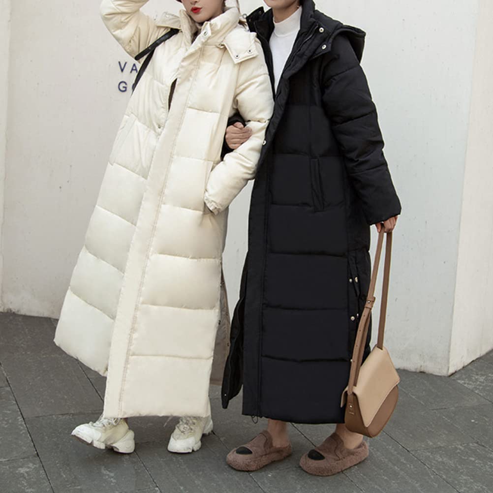 Minetom Damen Daunenjacke Lang Mantel Daunenmantel Steppmantel Wintermantel Mit Kapuze Winter Warm Parka Winddicht Jacke Steppjacke Trenchcoat Übergröße