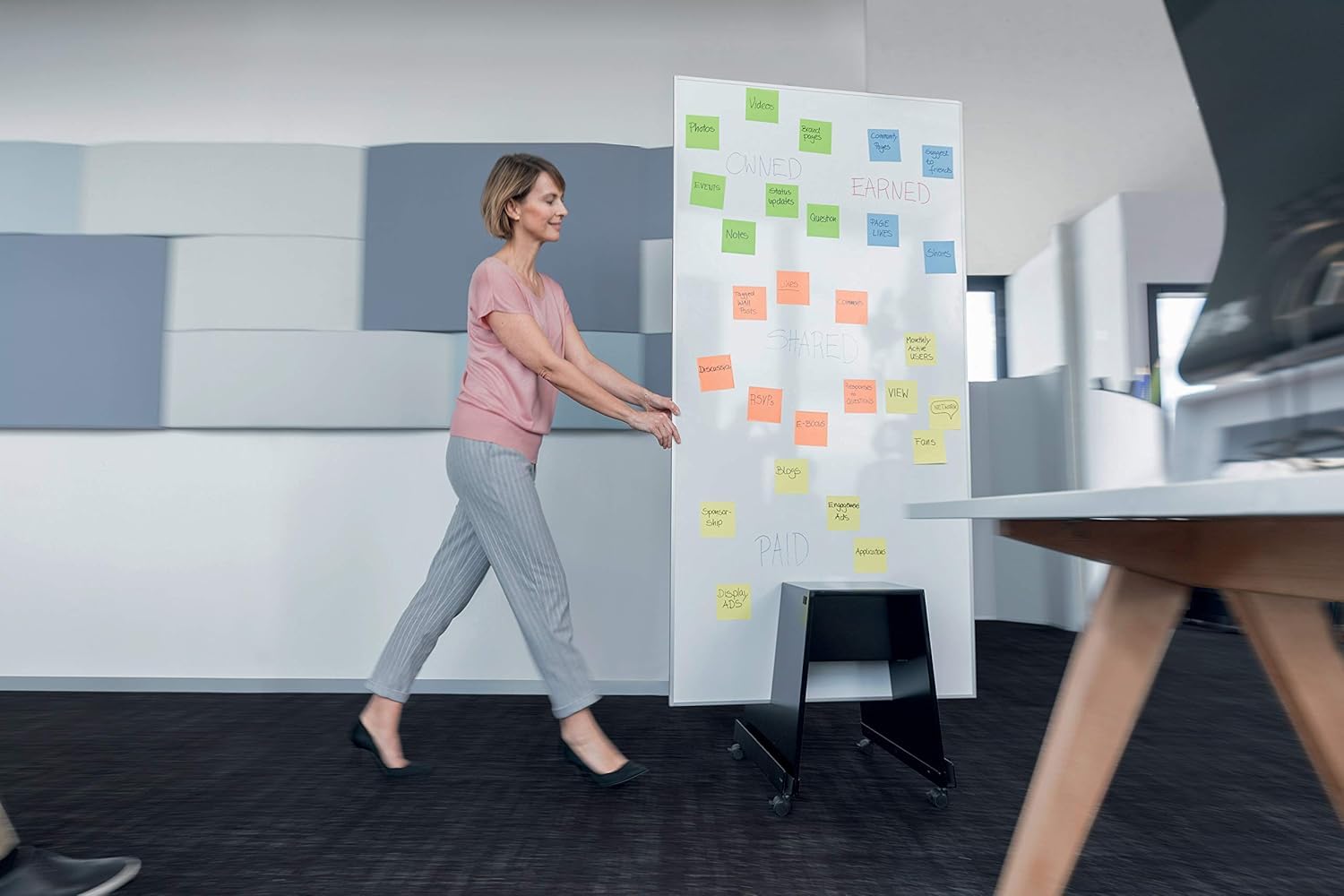 SIGEL MUB04 Tableau blanc portable (90 x 180 cm), support, Meet up Set pour méthode agile