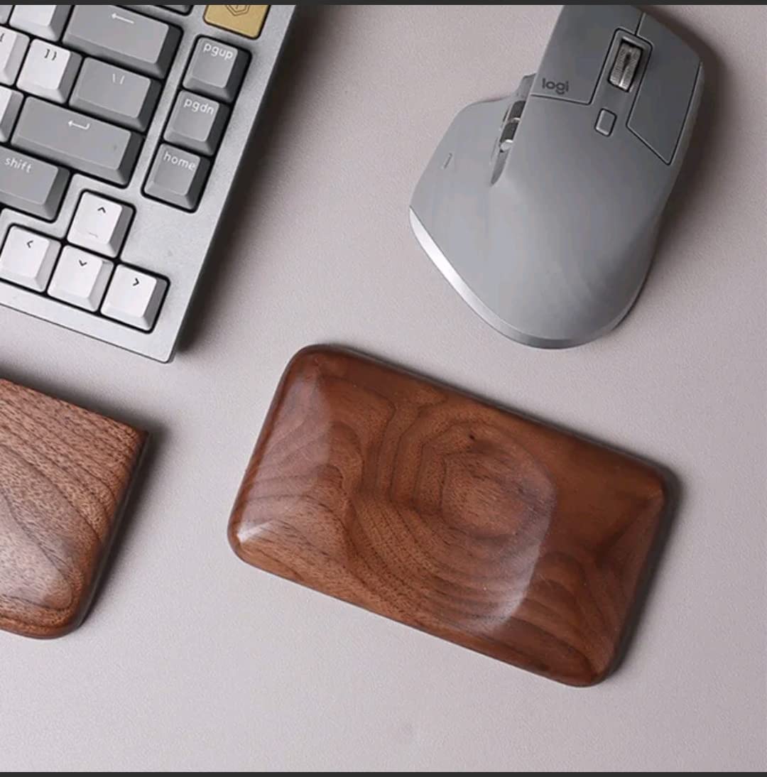 Professional Wood Craft ᵀᴹ Natural Solid Walnut Wood Wooden Wrist Rest Mouse Holder Pad Single Hand Support.