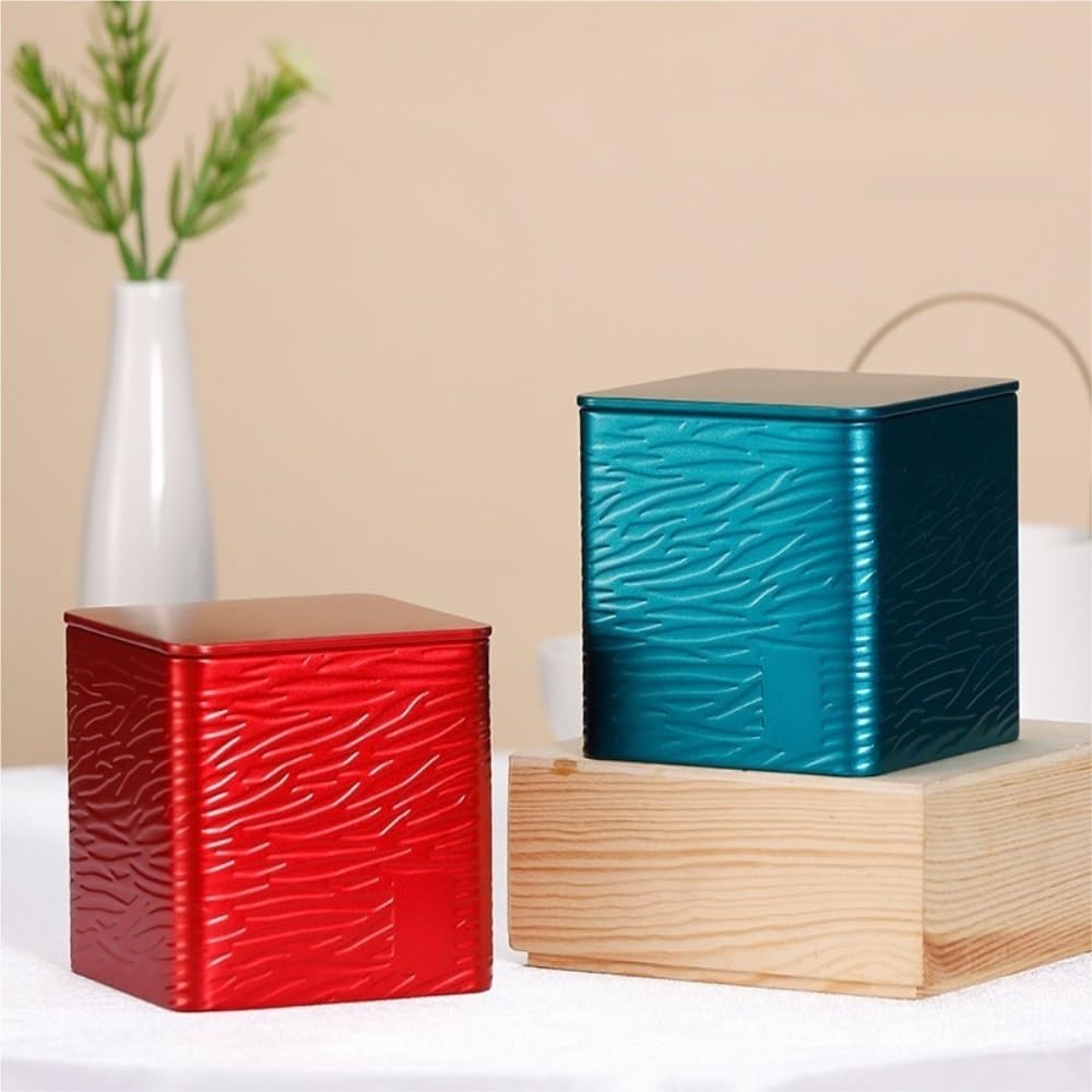 Tarro De Azúcar Latas de almacenamiento de té a granel Latas de hierro cuadradas pequeñas Latas vacías Latas de almacenamiento de condimentos de cocina Juego de té Latas individuales Bote De Té(A)