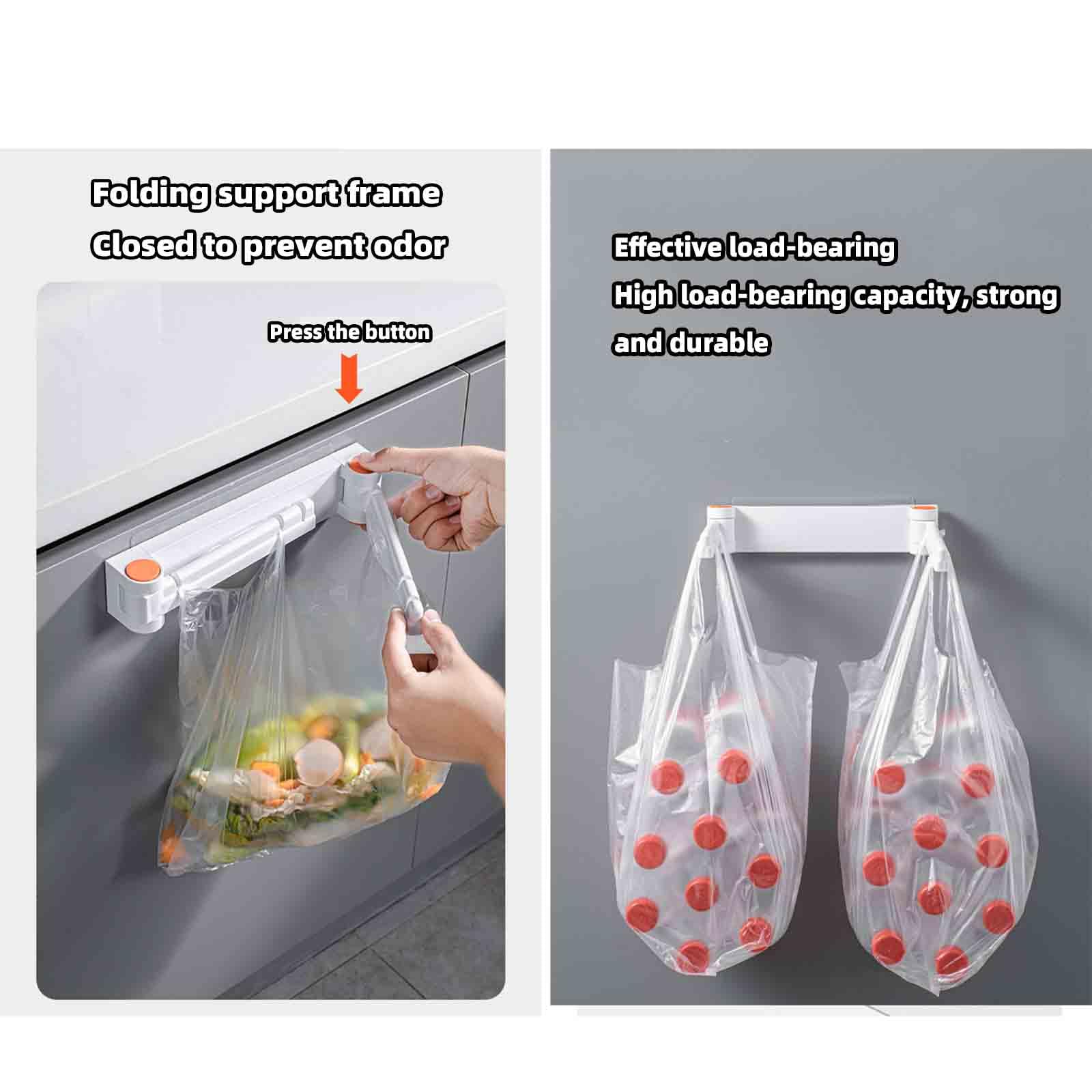 JUSHZ Guarda Bolsas De Plastico Cocina Dispensador Bolsas Cubos para Usar con Bolsas De La Compra Plastico Armario Baño Puerta Bote De Basura Montado En La Pared Plegable (25X19.5X5cm,Gray)