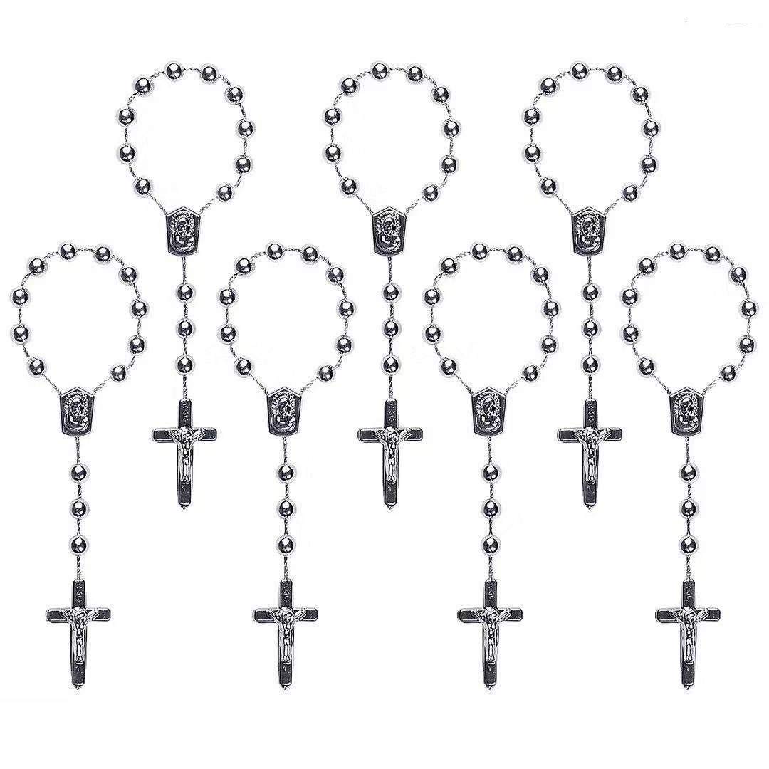 JUXINGDAZYF 30 Pc Acrylic Beads/Recautriditos De Bautismo/Baptism/Decenarios/Ten Years/Finger Rosary Helping Seven-Color Accent Mini Rosary
