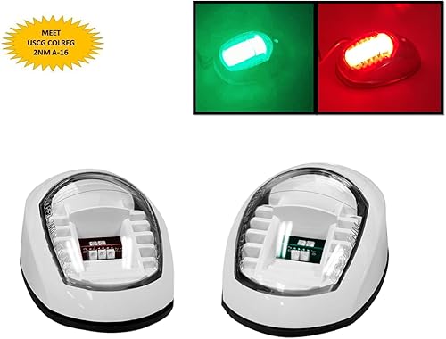 Vista 14 de Pactrade Marine Luces de navegación para barcos, luces laterales LED rojas y verdes (montaje vertical) - Carcasa negra de 1 NM Luces de navegación