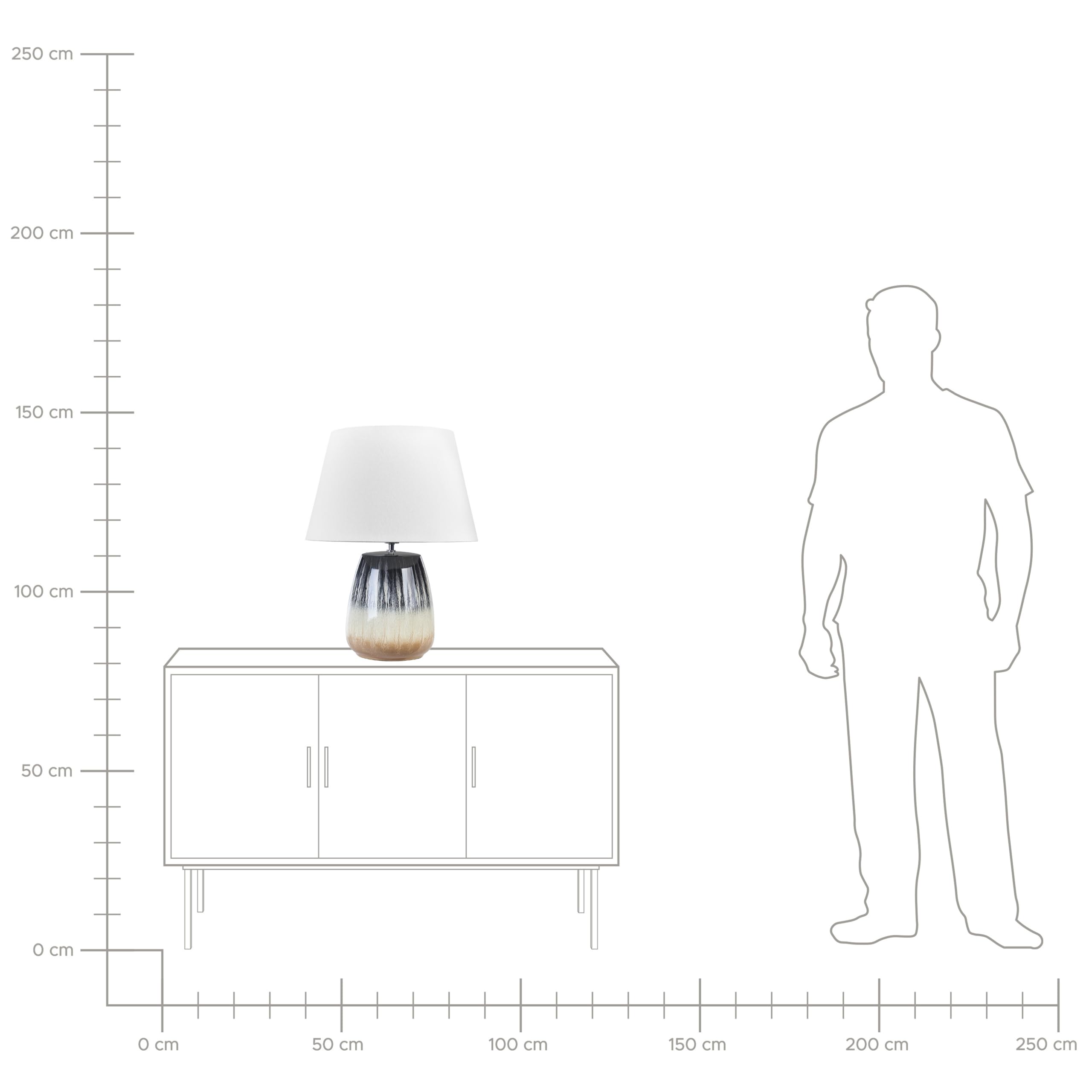 Lampada da tavolo in ceramica grigia e beige con paralume bianco 63 cm