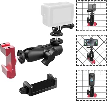 Aluminum Tennis & Pickleball Fence Phone Mount with Shade | Game Changer Mounting Kit with 360-Degree Rotation for iPhone, Gopro, Mevo Start for Tennis, Baseball, Pickleball, Softball