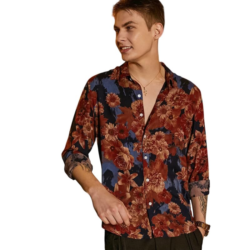 Image of CAHOOT Men's Shirt for Casual Wear | Spread Collar | Long Cuffed Sleeves | Button Closure | Shirt Crafted with Comfort Fit for Everyday Wear