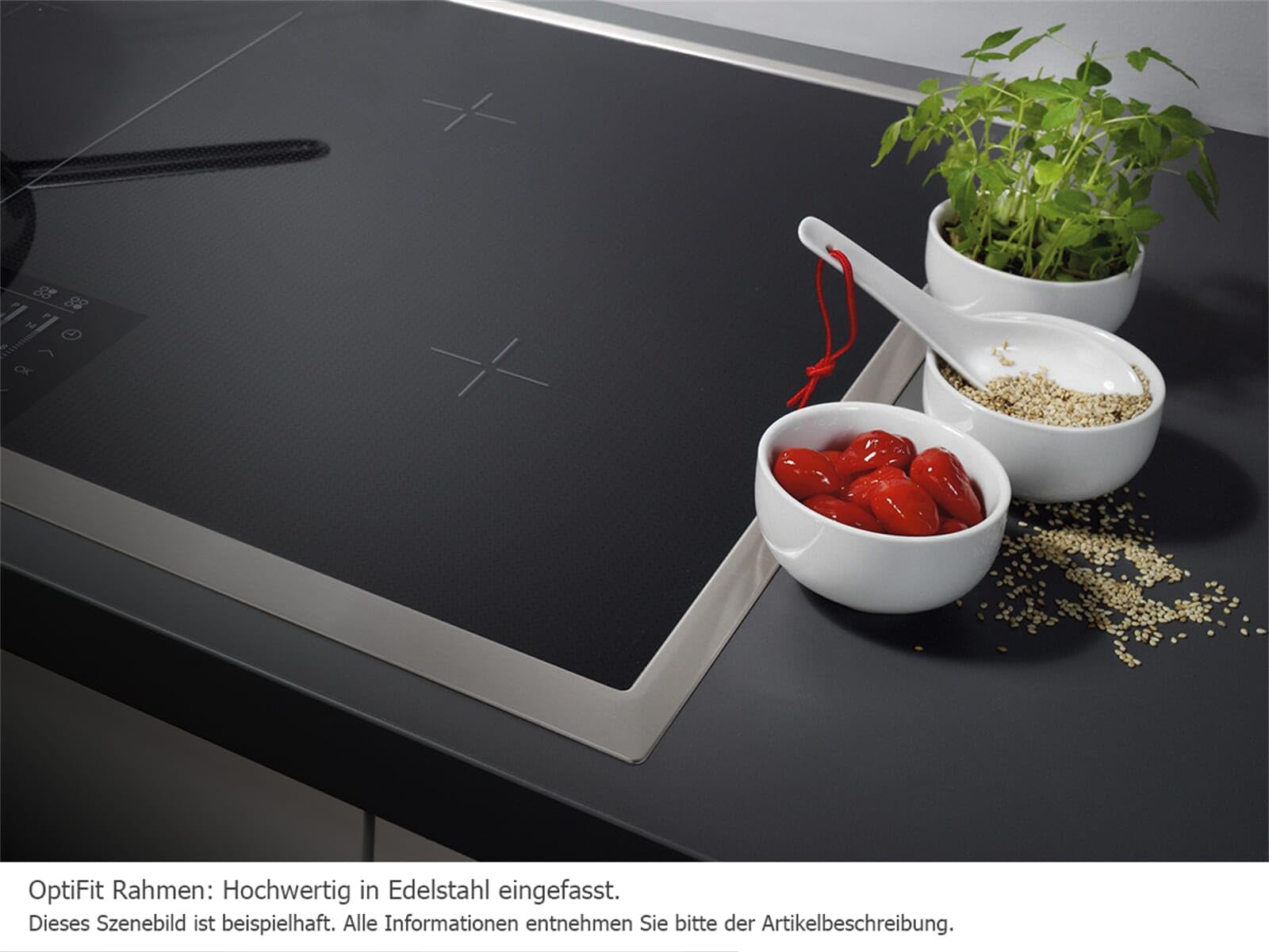 AEG IKE64471XB Autarkes Kochfeld / Herdplatte mit Touchscreen, Topferkennung & Hob²Hood-Funktion / Induktionskochplatte / 4 Kochzonen / Edelstahlrahmen / 60 cm