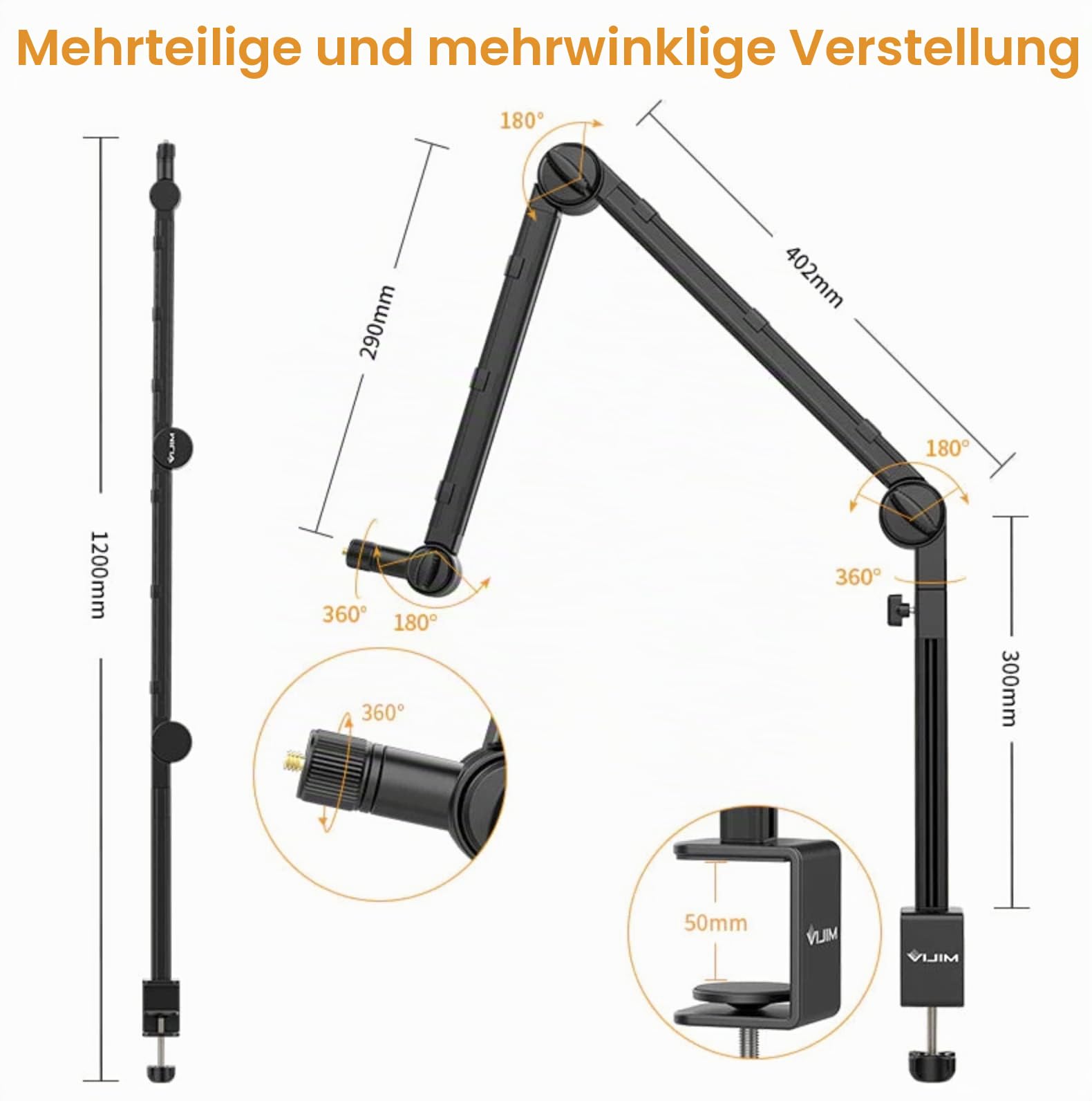 VIJIM LS24 Mehrzweck-Tischständer für Kamera und Mikrofon verstellbar