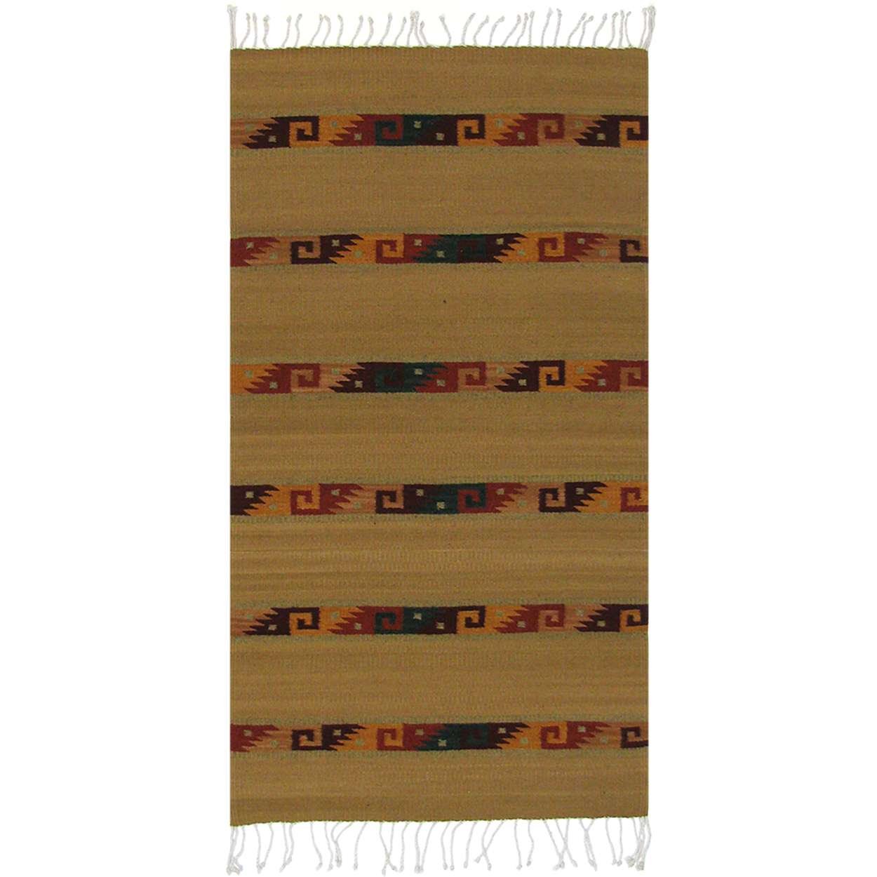 Premium Zapotec Southwest Wool Rug 3ft x 5ft - Copper Lines