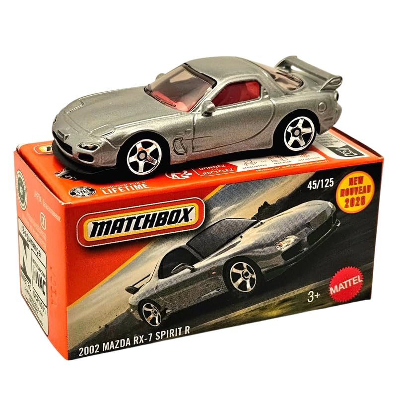 Image of Hot Wheels 2026 Match Box 2002 Mazda RX-7 Spirit R for 3 Years & Above 45 /125 (Grey)