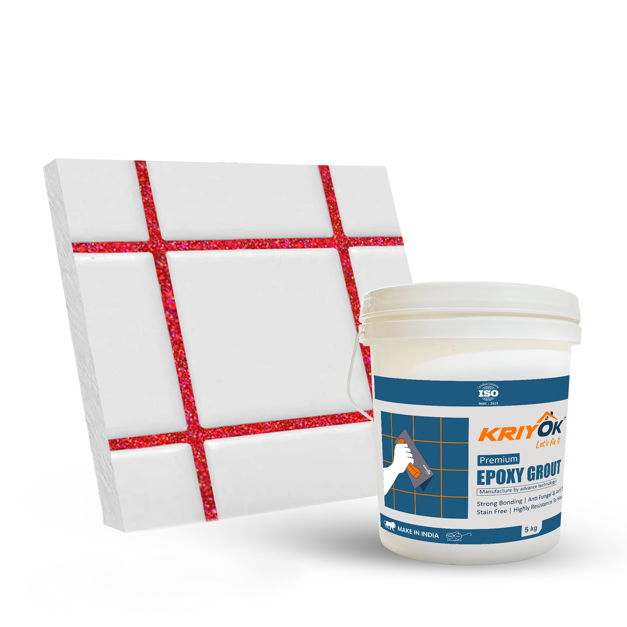 KRIOK Premium Epoxy Grout - Durable, Stain Free Tile Grout | Silver Glitter Tiles Epoxy Grout (Cadmium Red - 5 Kg) (B0CLV2LZHK) Amazon Price History, Amazon Price Tracker