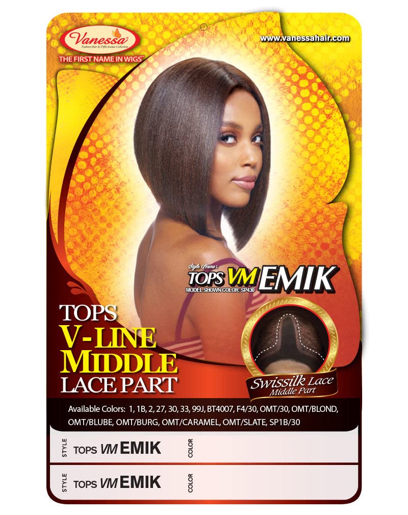 Vanessa Tops V-Line Middle Lace Part Wig. Color 1 Vanessa Tops V-Line Middle Lace Part Swissilk Lace Front Wig  main image 4